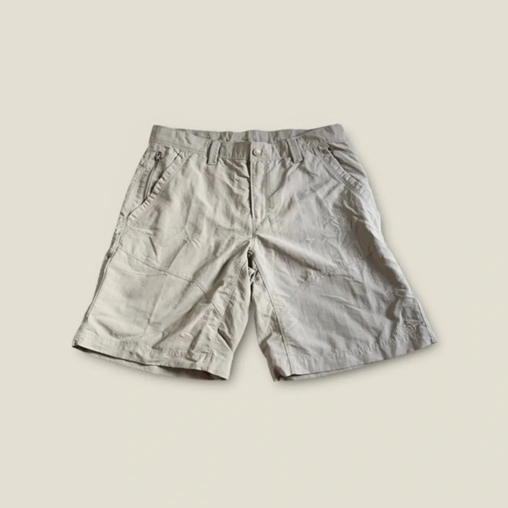 The North Face Khaki Chino Shorts Men Sz‎ 36 Hiking Outdoor 100 NYLON Zipper ✅